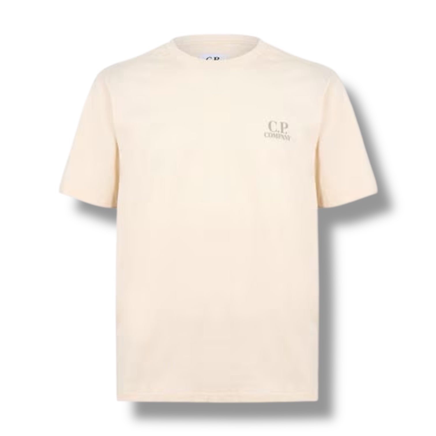 CP COMPANY DOUBLE LOGO T-SHIRT LIGHT BEIGE