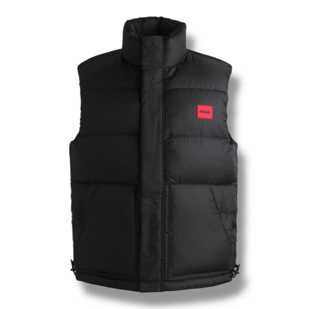 HUGO BOSS HUGO PATCH PUFFER GILET BLACK