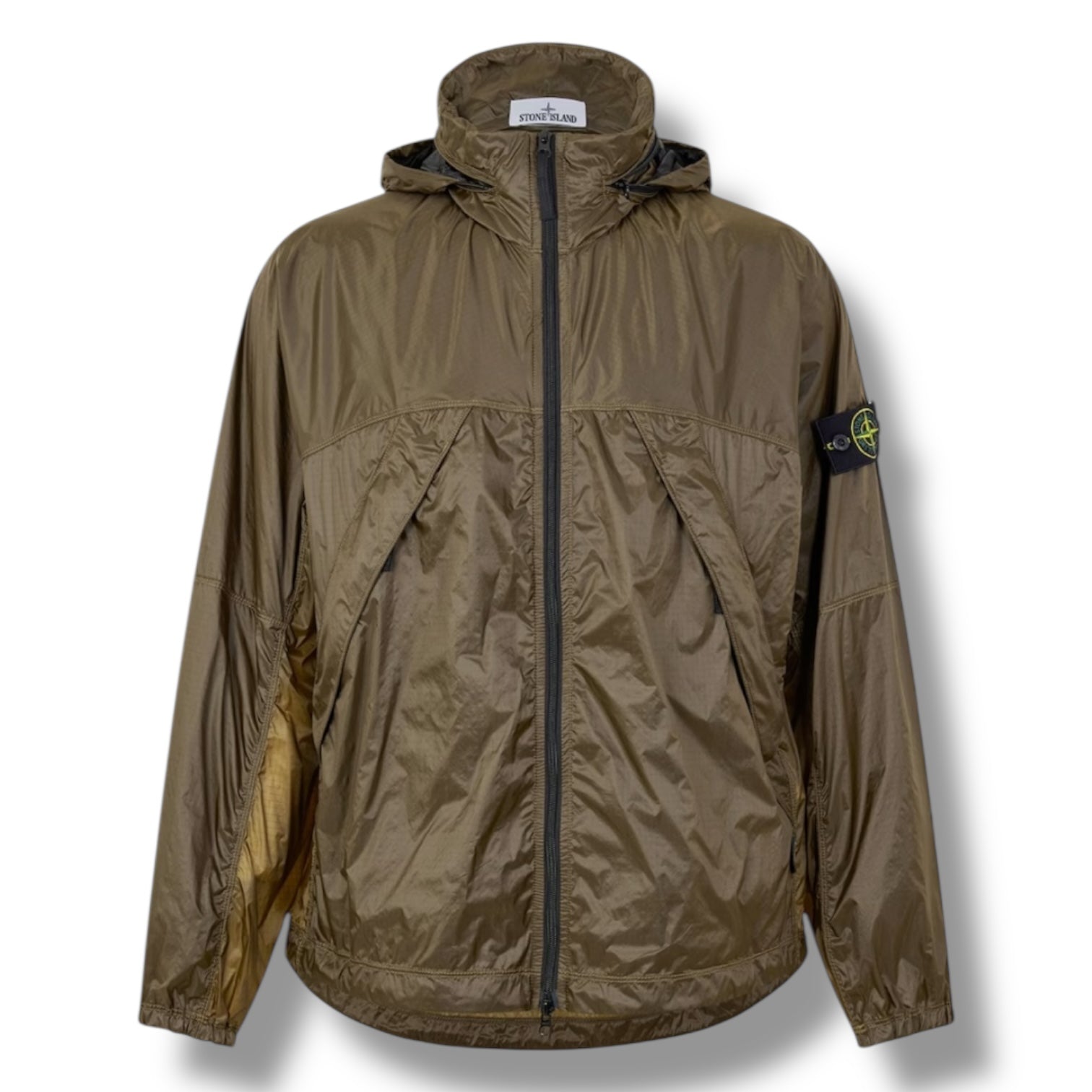 STONE ISLAND HOODED RAIN JACKET KHAKI GREEN