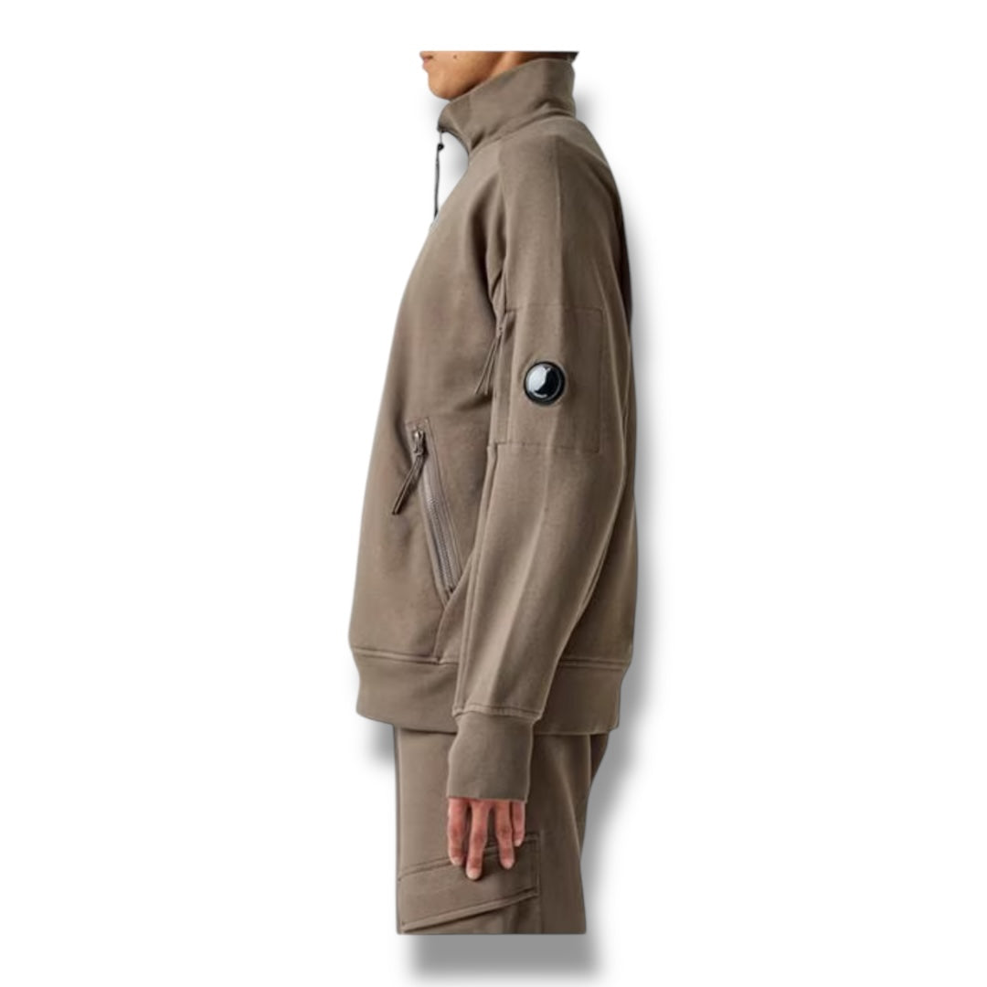 CP COMPANY LENS ARM 1/4 ZIP SWEATSHIRT WALNUT BROWN