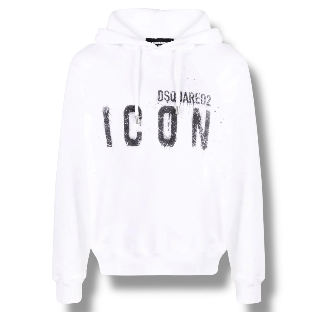 DSQUARED2 ICON PAINT OTTH HOODIE WHITE