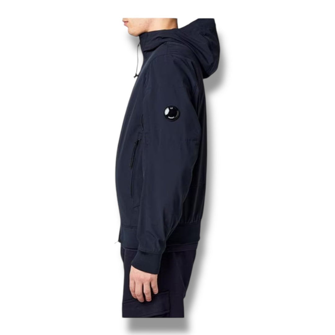CP COMPANY SOFT SHELL-R HOODED LENS JACKET NAVY BLUE