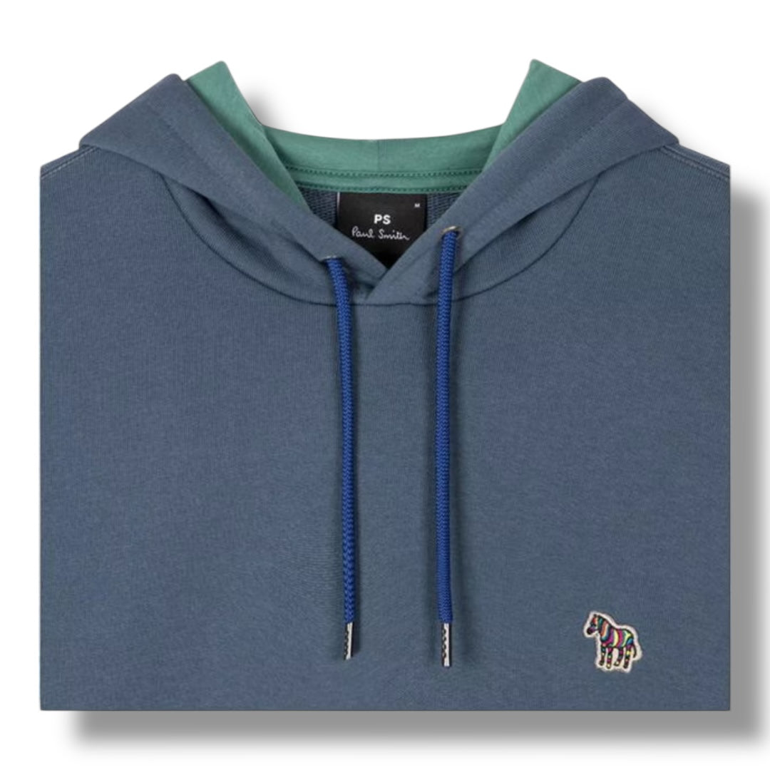 PAUL SMITH OTTH HOODIE ZEBRA CHEST MID BLUE