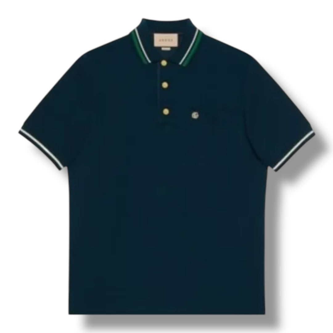 GUCCI GG POCKET POLO SHIRT NAVY BLUE