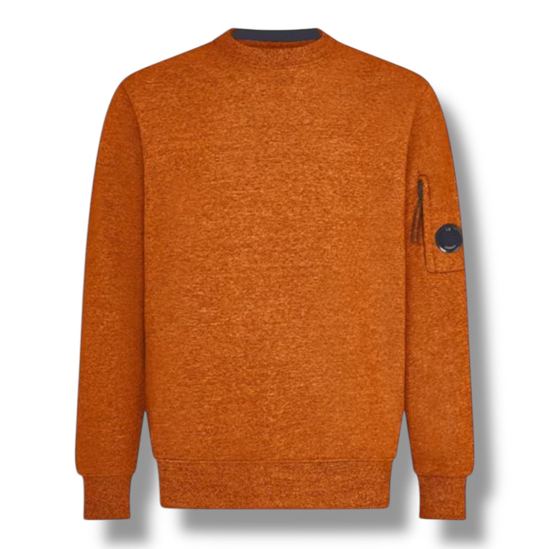 CP COMPANY LENS ARM CREWNECK SWEATSHIRT ORANGE