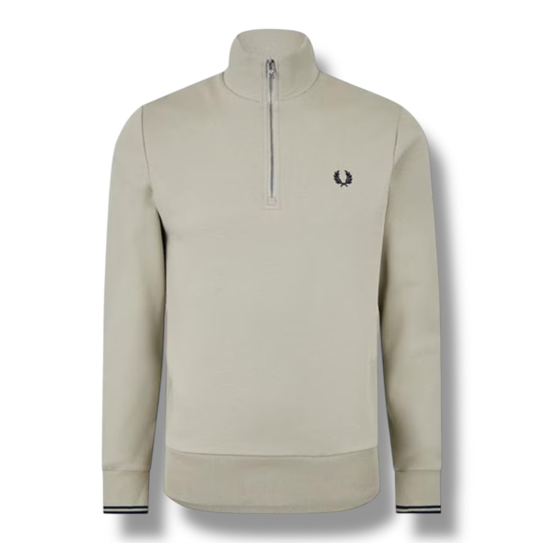 FRED PERRY 1/4 ZIP SWEATSHIRT BEIGE