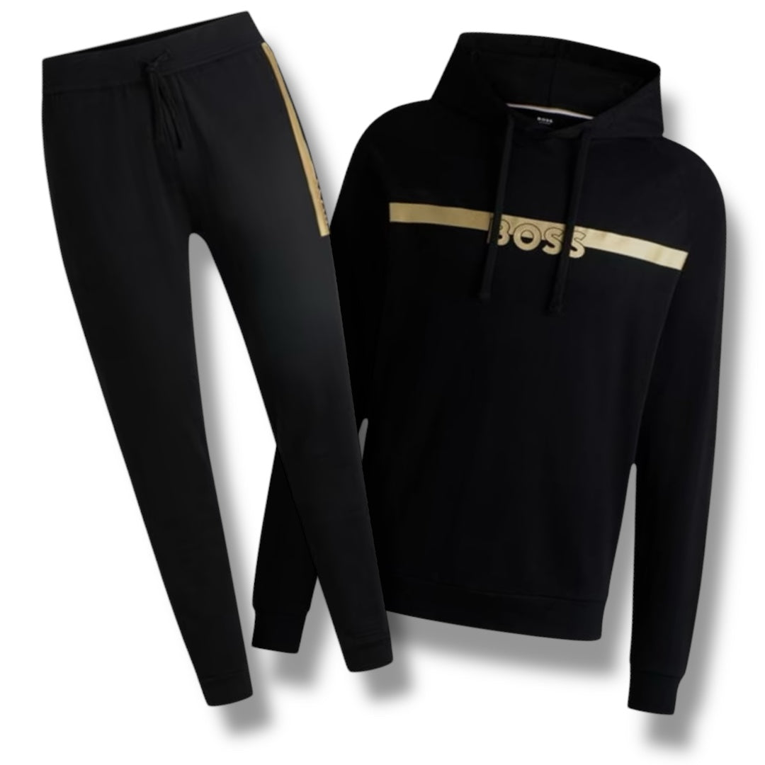 HUGO BOSS AUTH FULL OTTH HOODED TRACKSUIT BLACK / GOLD