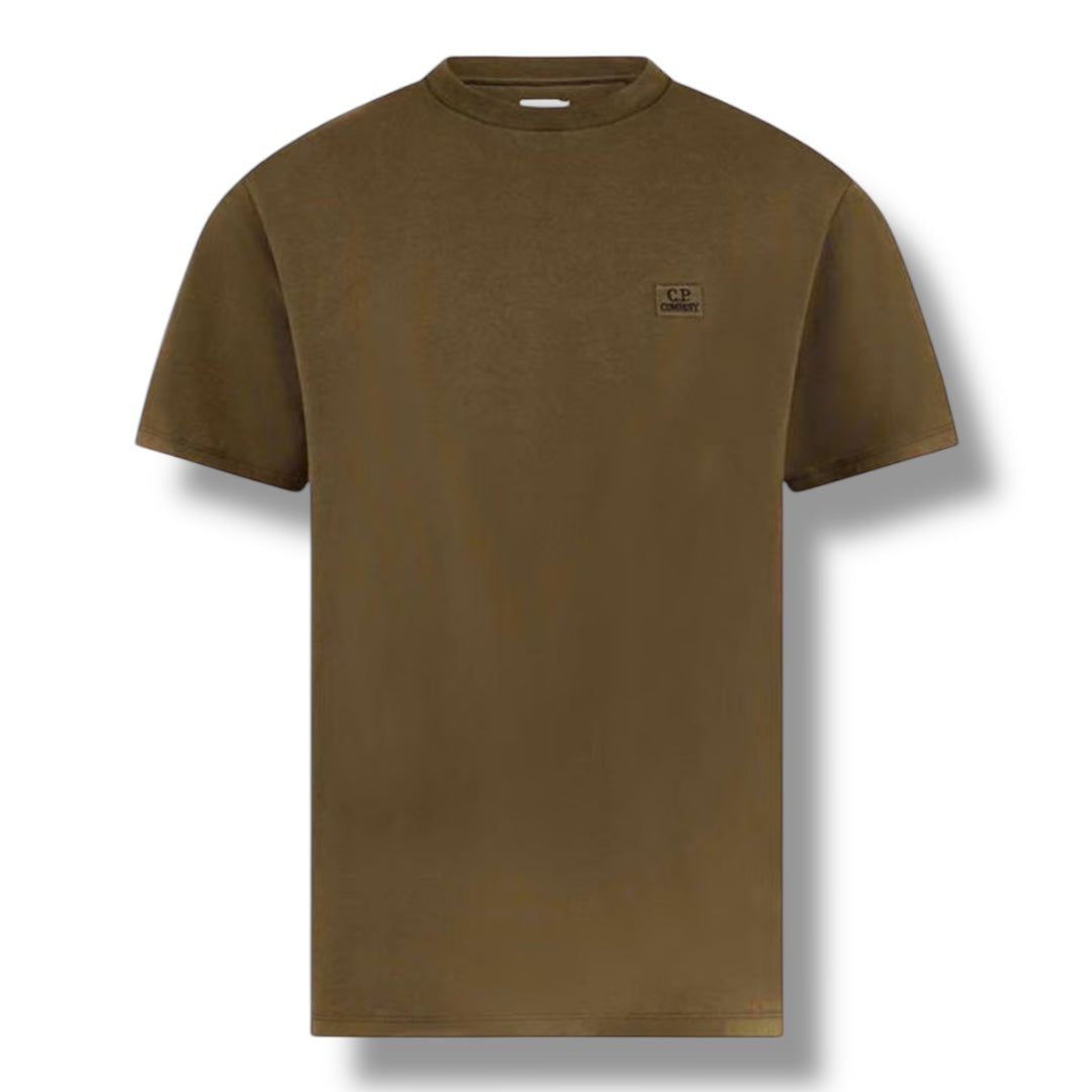 CP COMPANY EMBROIDERED LOGO T-SHIRT IVY GREEN