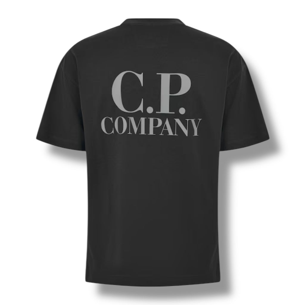 CP COMPANY DOUBLE LOGO T-SHIRT SHADOW GREY