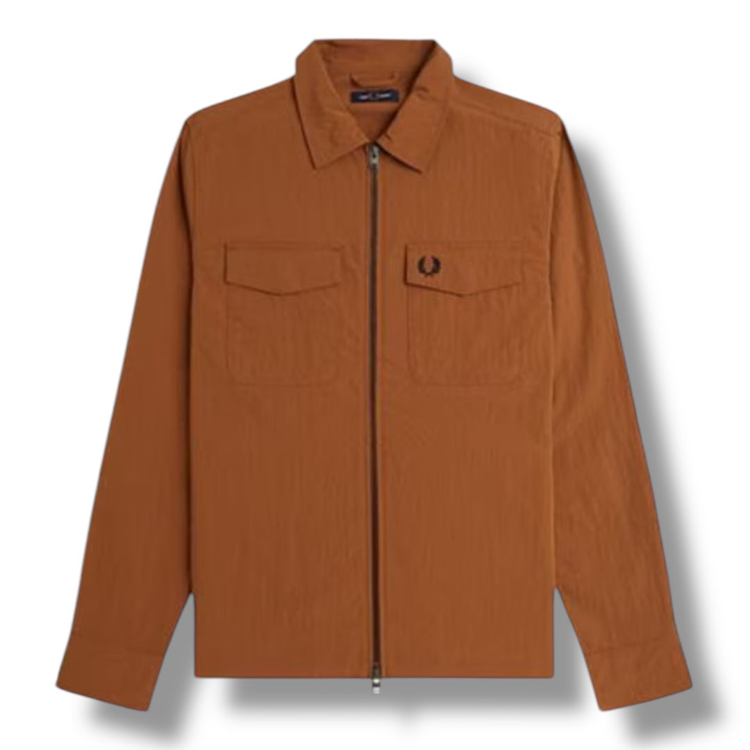 FRED PERRY ZIP OVERSHIRT ORANGE