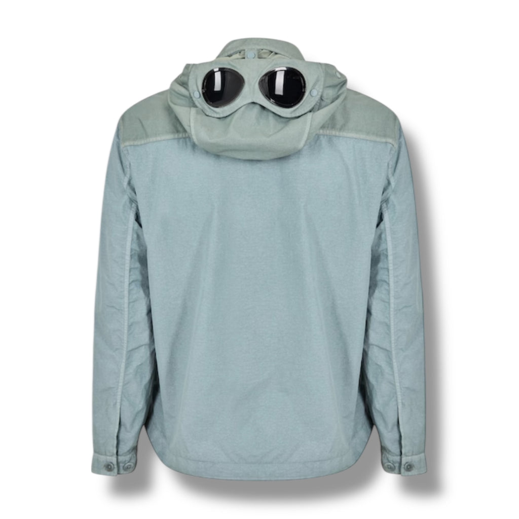 CP COMPANY HOODED GOOGLE OVERSHIRT SILVER BLUE