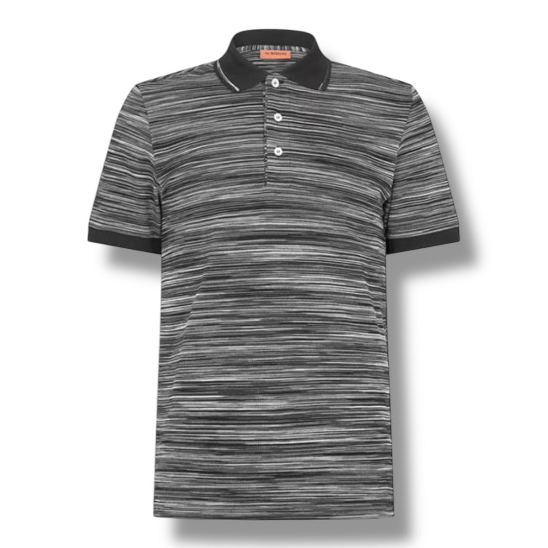 MISSONI STRIPE POLO SHIRT BLACK