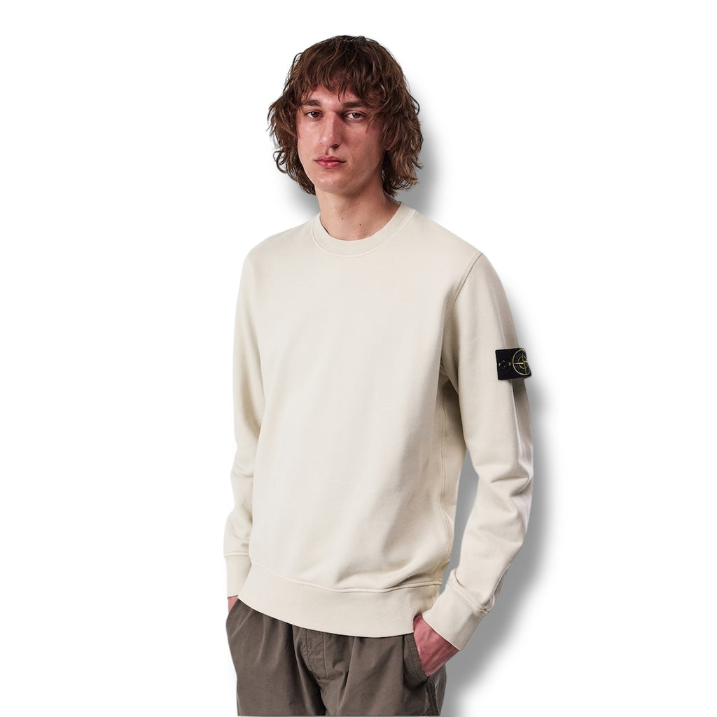 STONE ISLAND ARM BADGE CREWNECK SWEATSHIRT SABBIA BEIGE
