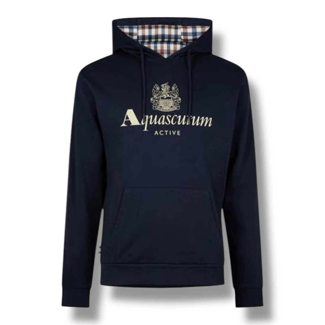 AQUASCUTUM SCRIPT LOGO OTTH HOODIE NAVY BLUE