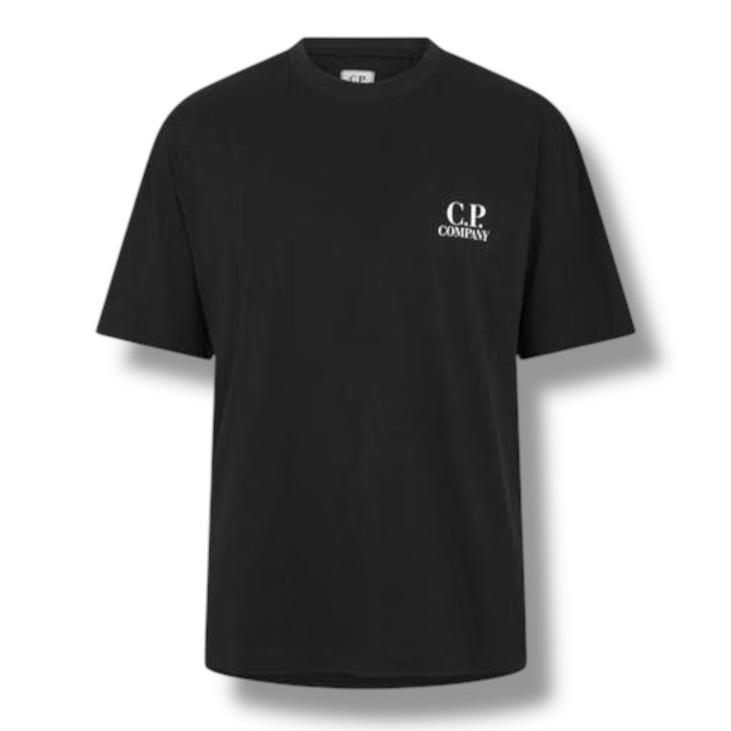 CP COMPANY DOUBLE LOGO T-SHIRT BLACK