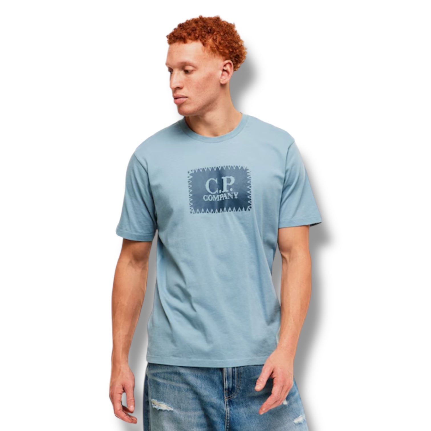CP COMPANY STAMP LOGO T-SHIRT SILVER BLUE