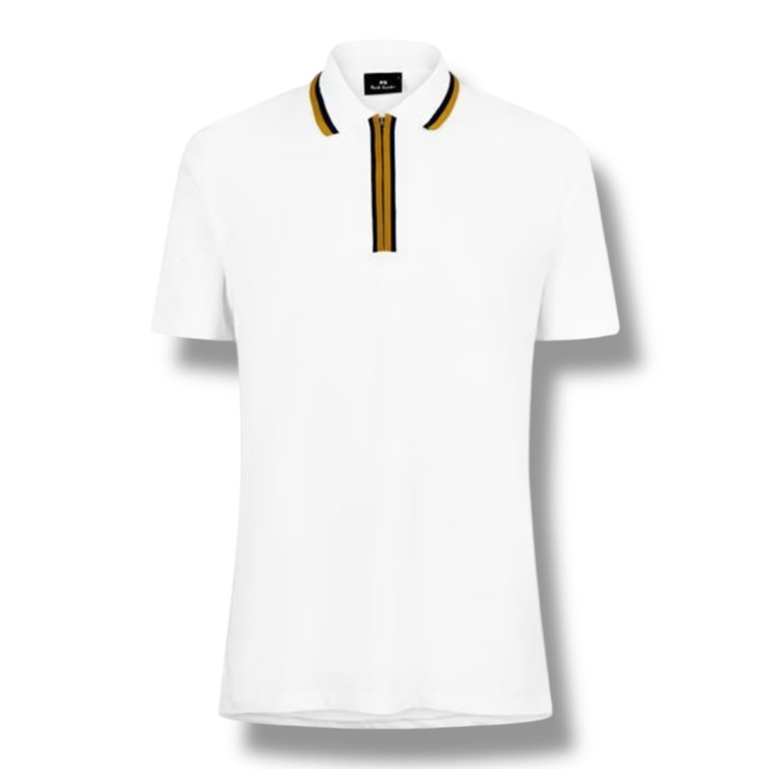 PAUL SMITH PS ZIP POLO SHIRT WHITE