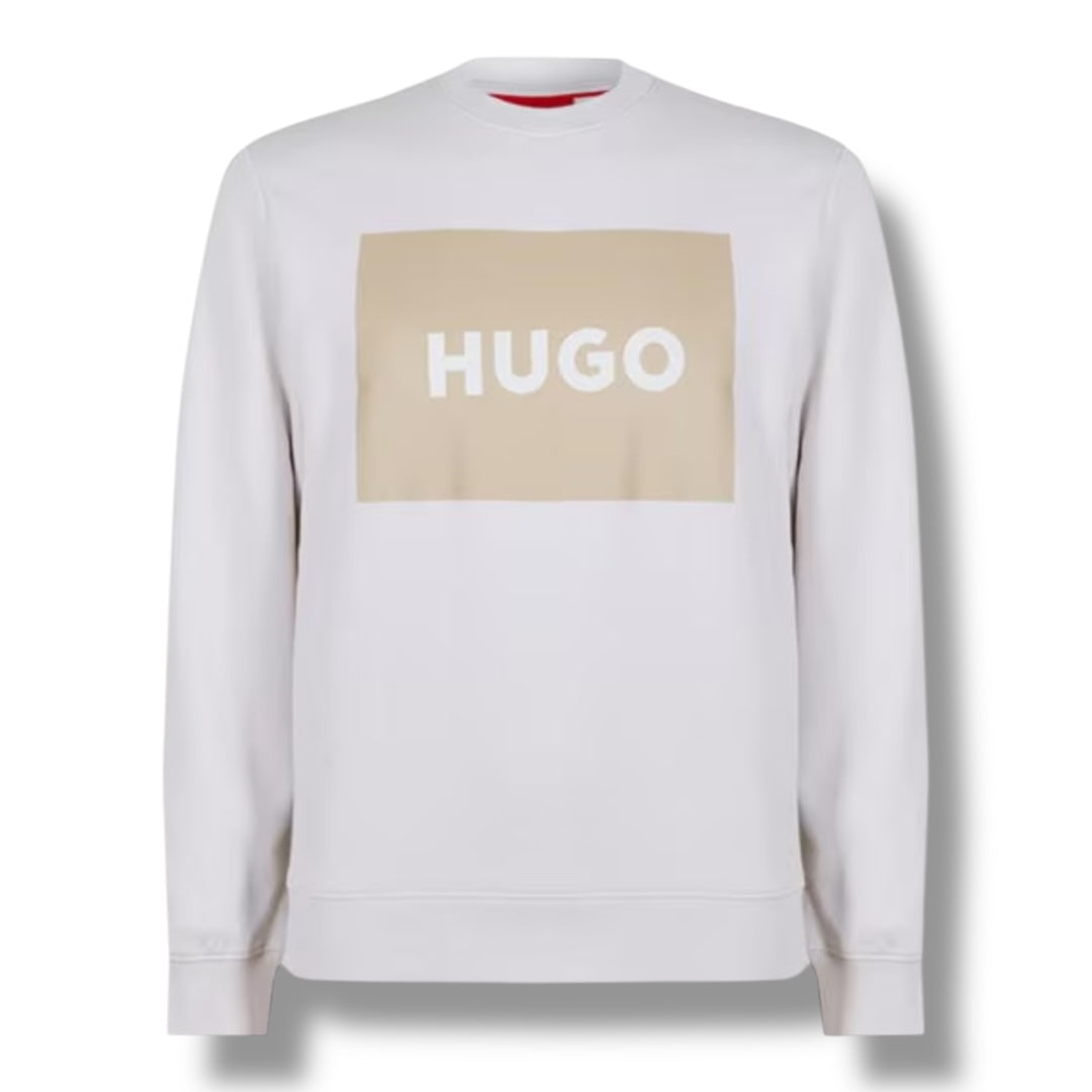 HUGO BOSS HUGO BIG RED PATCH LOGO CREWNECK SWEATSHIRT WHITE