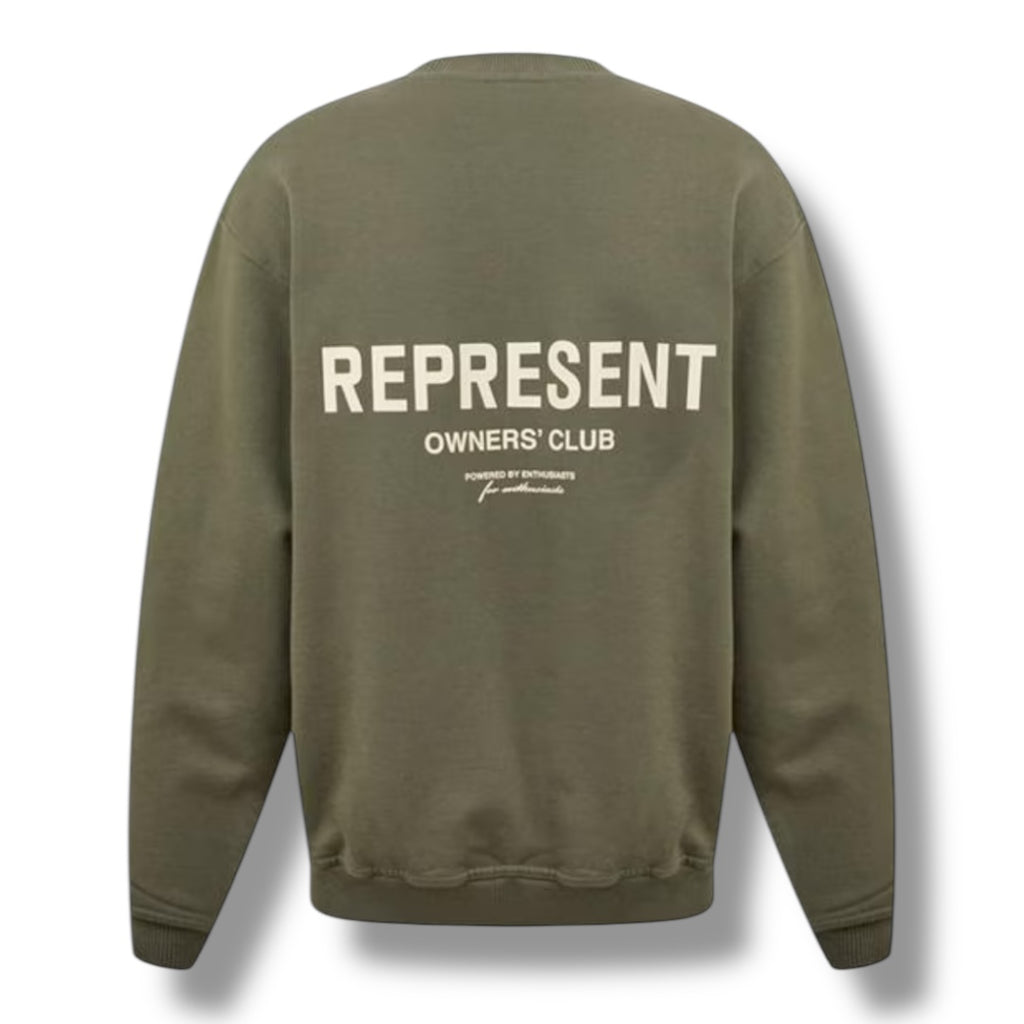 REPRESENT OWNERS CLUB CREWNECK SWEATSHIRT OLIVE GREEN