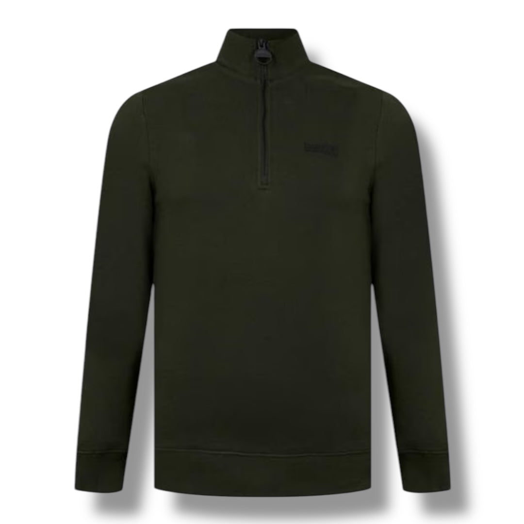 BARBOUR INTERNATIONAL 1/4 ZIP ESSENTIAL SWEATSHIRT KHAKI GREEN