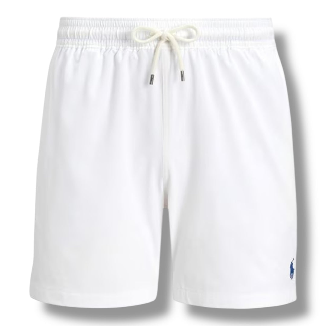 RALPH LAUREN LOGO SWIM SHORTS WHITE