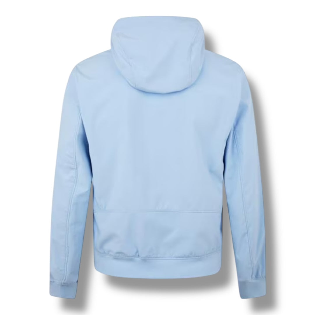 CP COMPANY SOFT SHELL-R HOODED LENS JACKET LIGHT BLUE