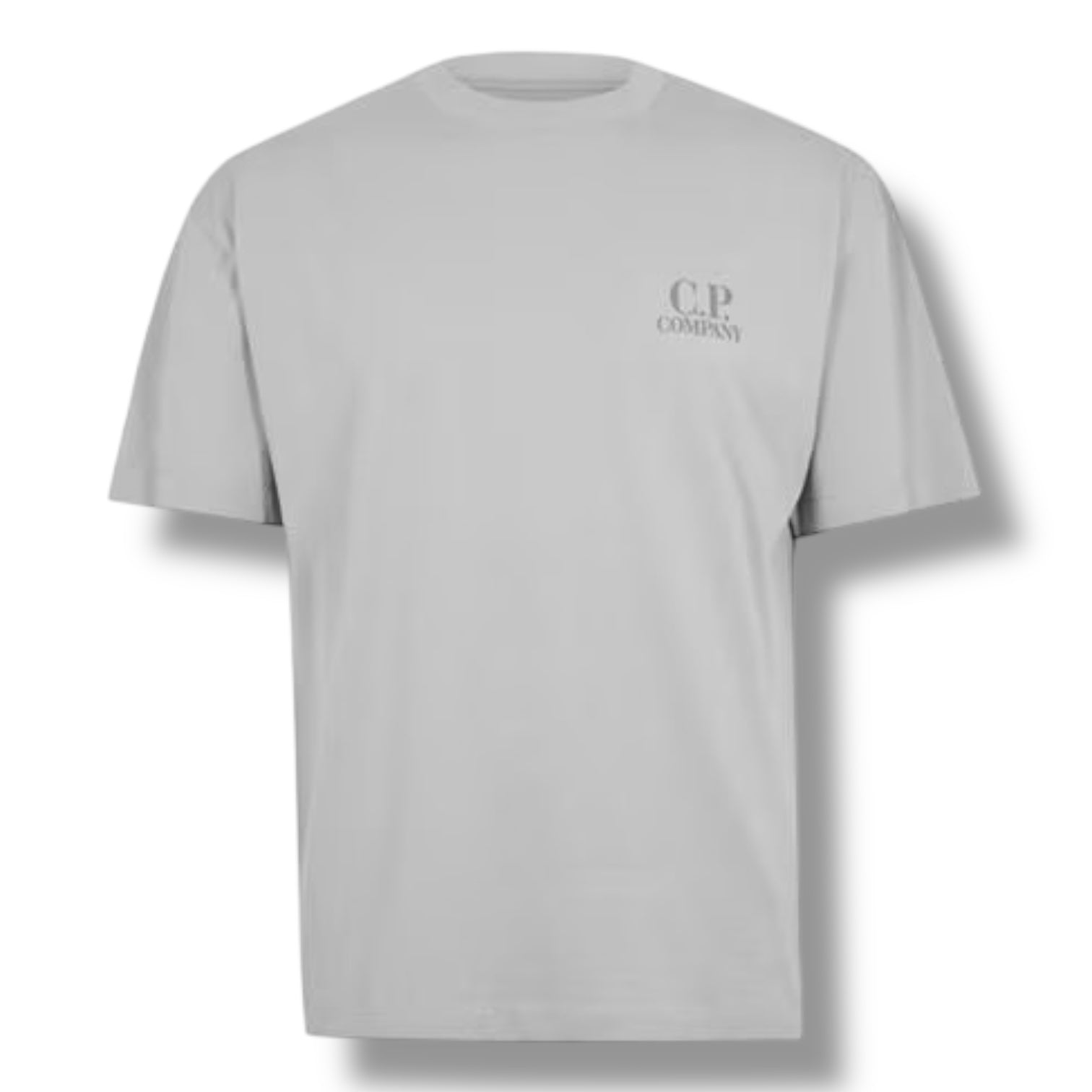CP COMPANY DOUBLE LOGO T-SHIRT DOVE GREY