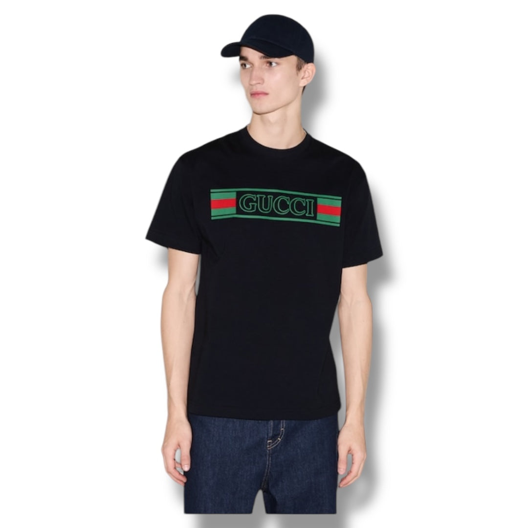 GUCCI RECTANGLE STRIPE T-SHIRT BLACK