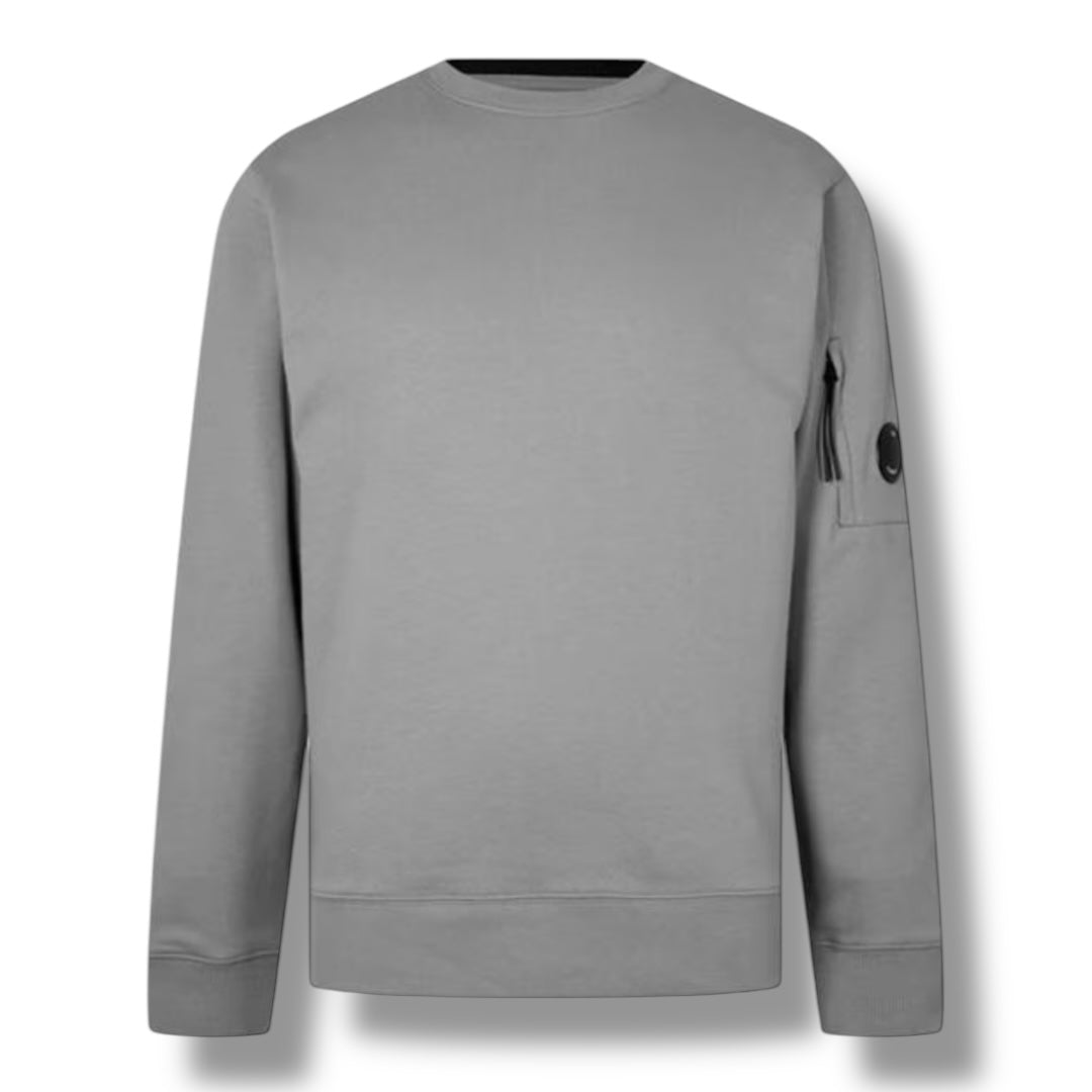 CP COMPANY LENS ARM CREWNECK SWEATSHIRT DUST GREY