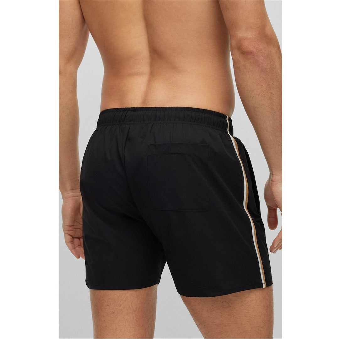 HUGO BOSS TRI STRIPE T-SHIRT & TRI STRIPE SWIM SHORTS SET WHITE