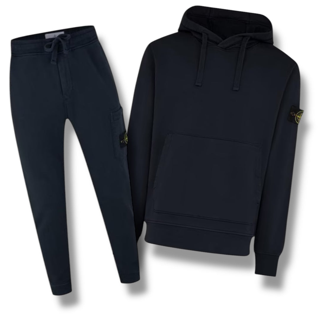 STONE ISLAND BADGE LOGO HOODED TRACKSUIT NAVY BLUE