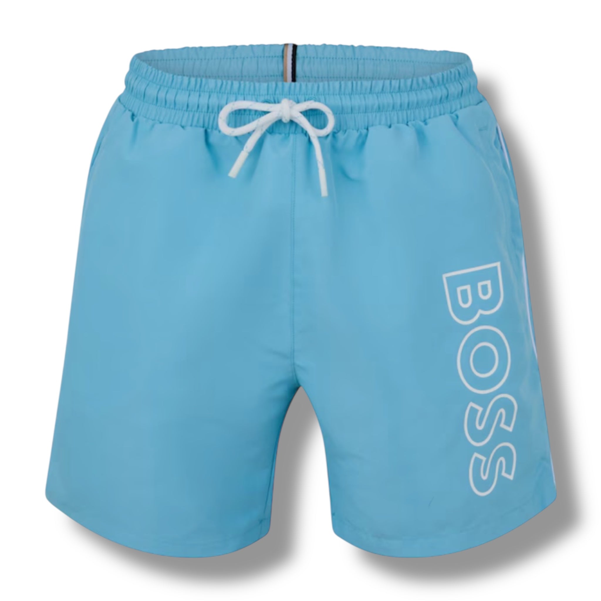HUGO BOSS CLASSIC LOGO T-SHIRT & SWIM SHORTS SET WHITE & AQUA BLUE