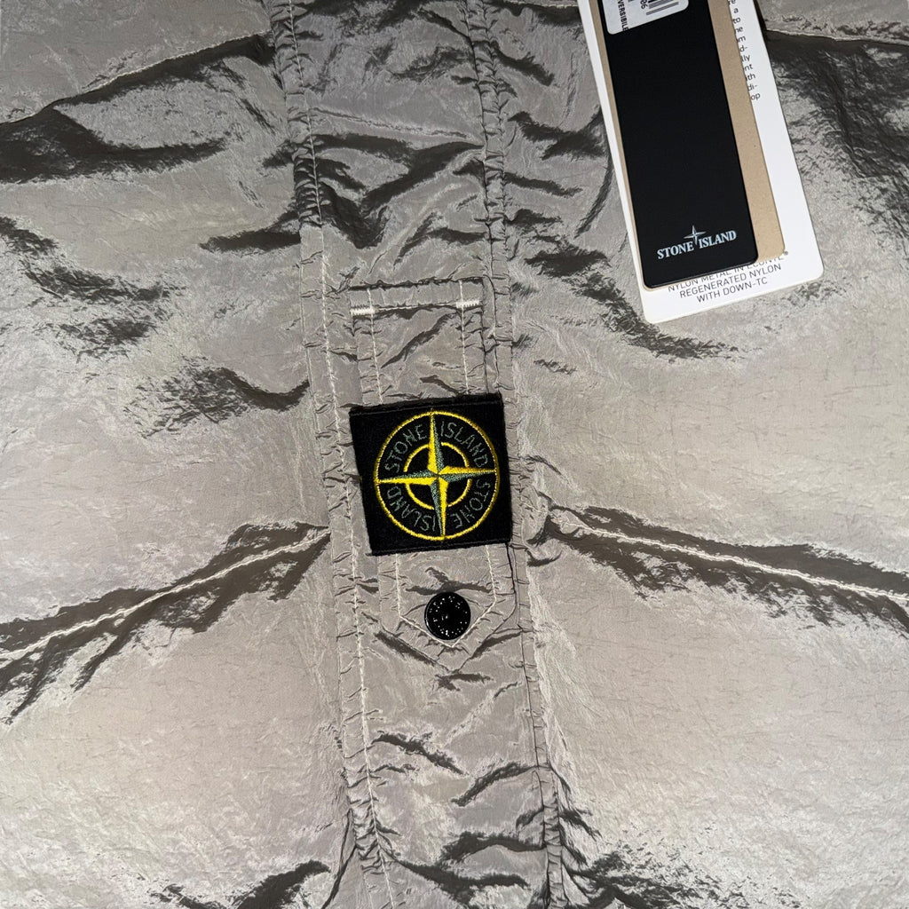 STONE ISLAND NYLON METAL REVERSIBLE HOODED PUFFER JACKET GREY BLACK