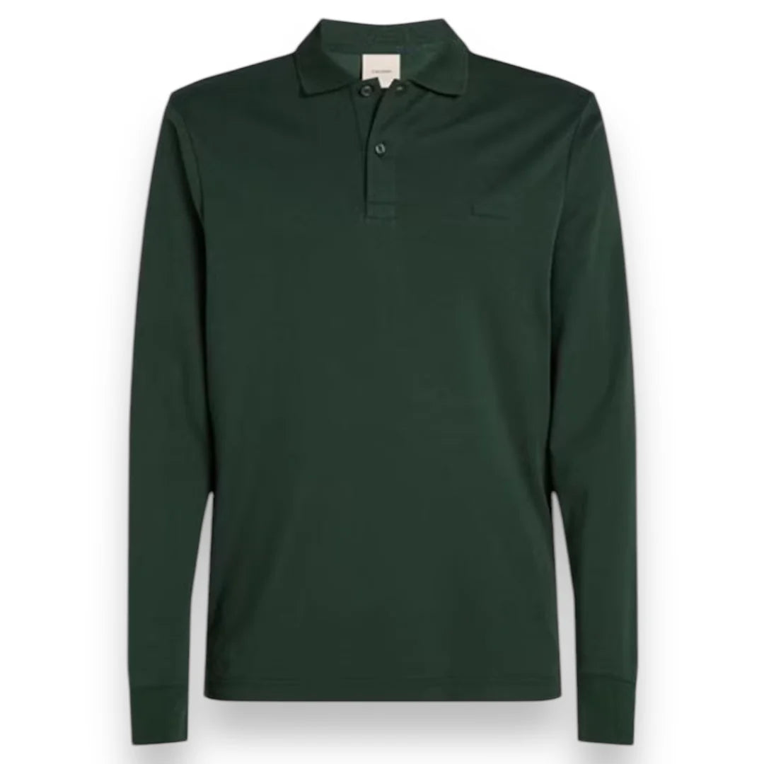 CALVIN KLEIN LIQUID TOUCH SLIM POLO SHIRT LONG SLEEVE FOREST GREEN