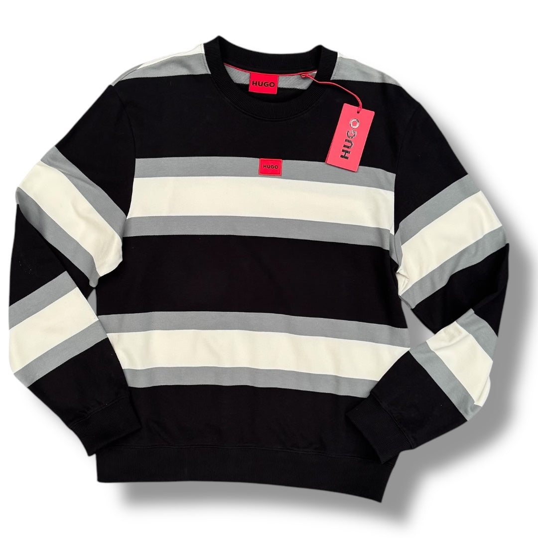 HUGO BOSS HUGO STRIPED SWEATSHIRT GREY BLACK *SALE*