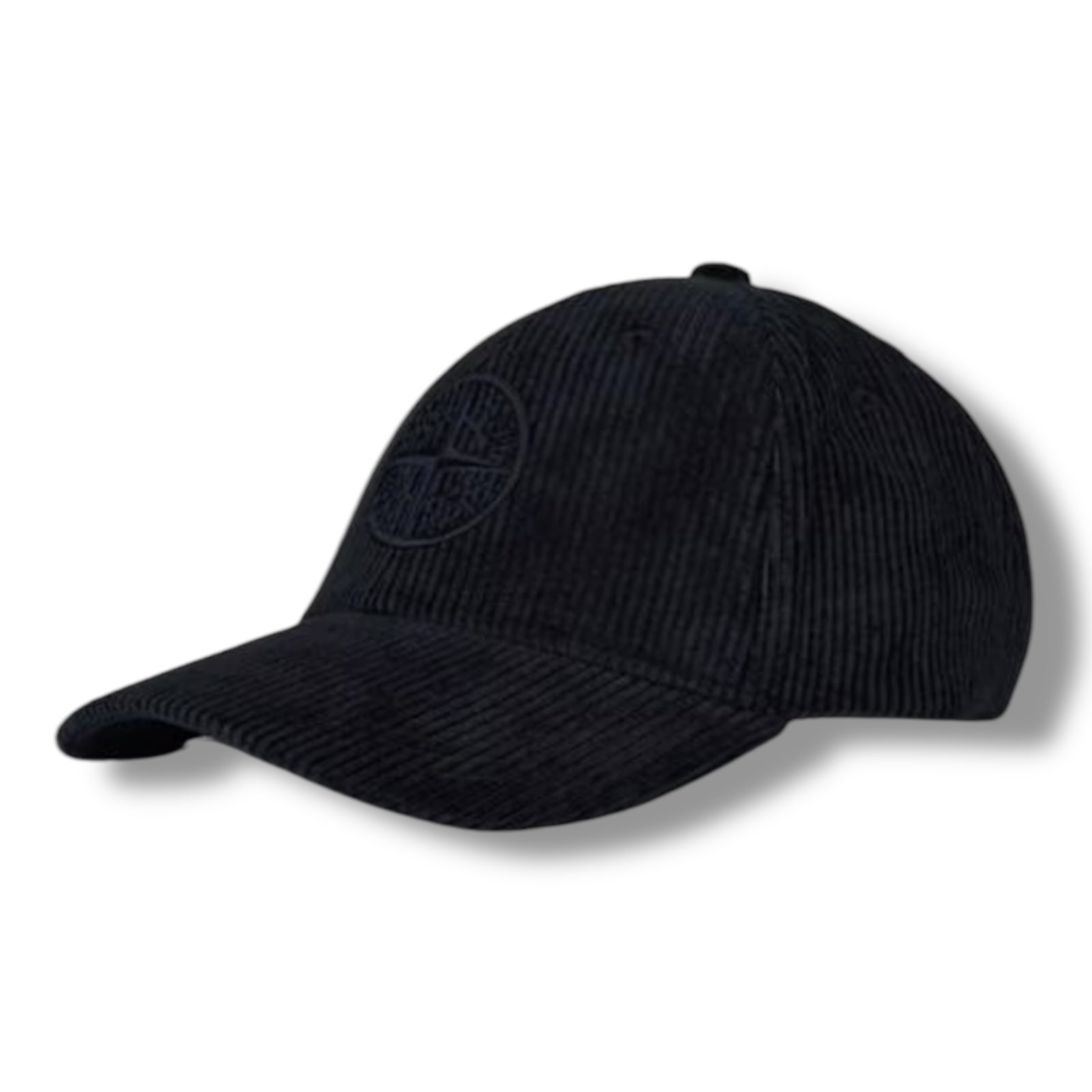 STONE ISLAND BADGE CORDUROY BASEBALL CAP NAVY BLUE