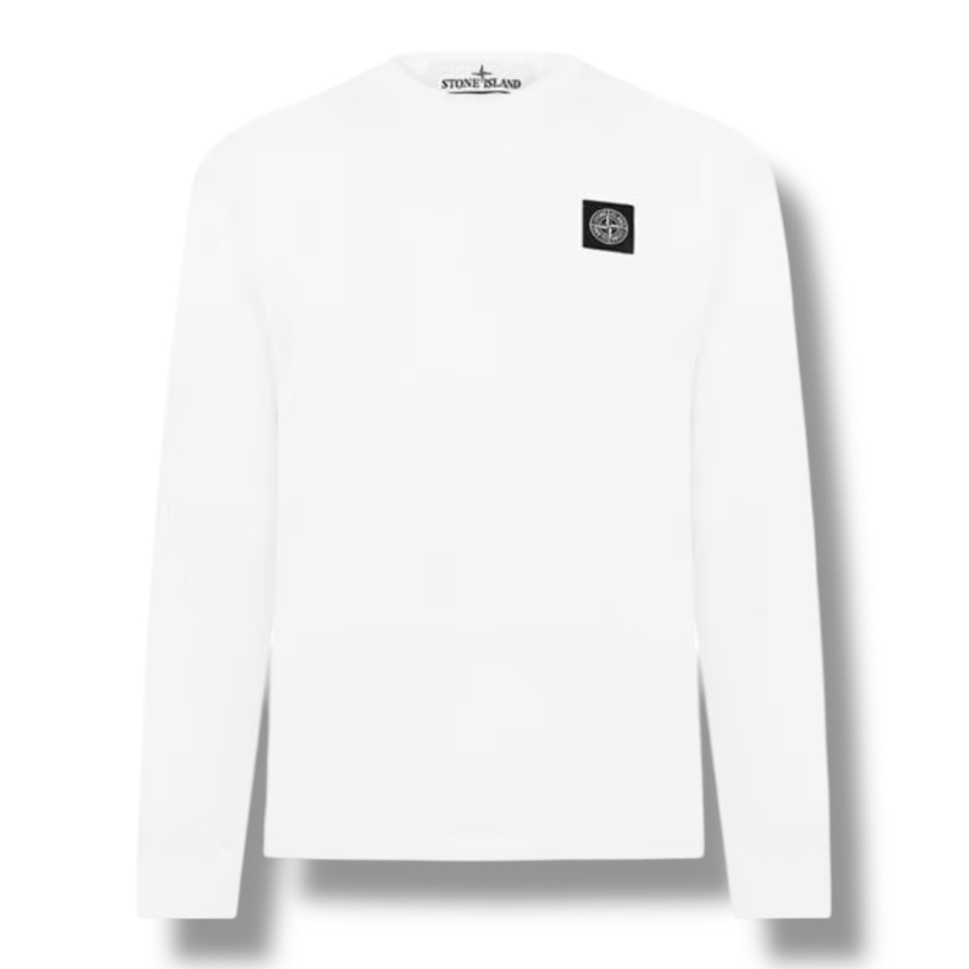 STONE ISLAND LONG SLEEVED PATCH T-SHIRT WHITE