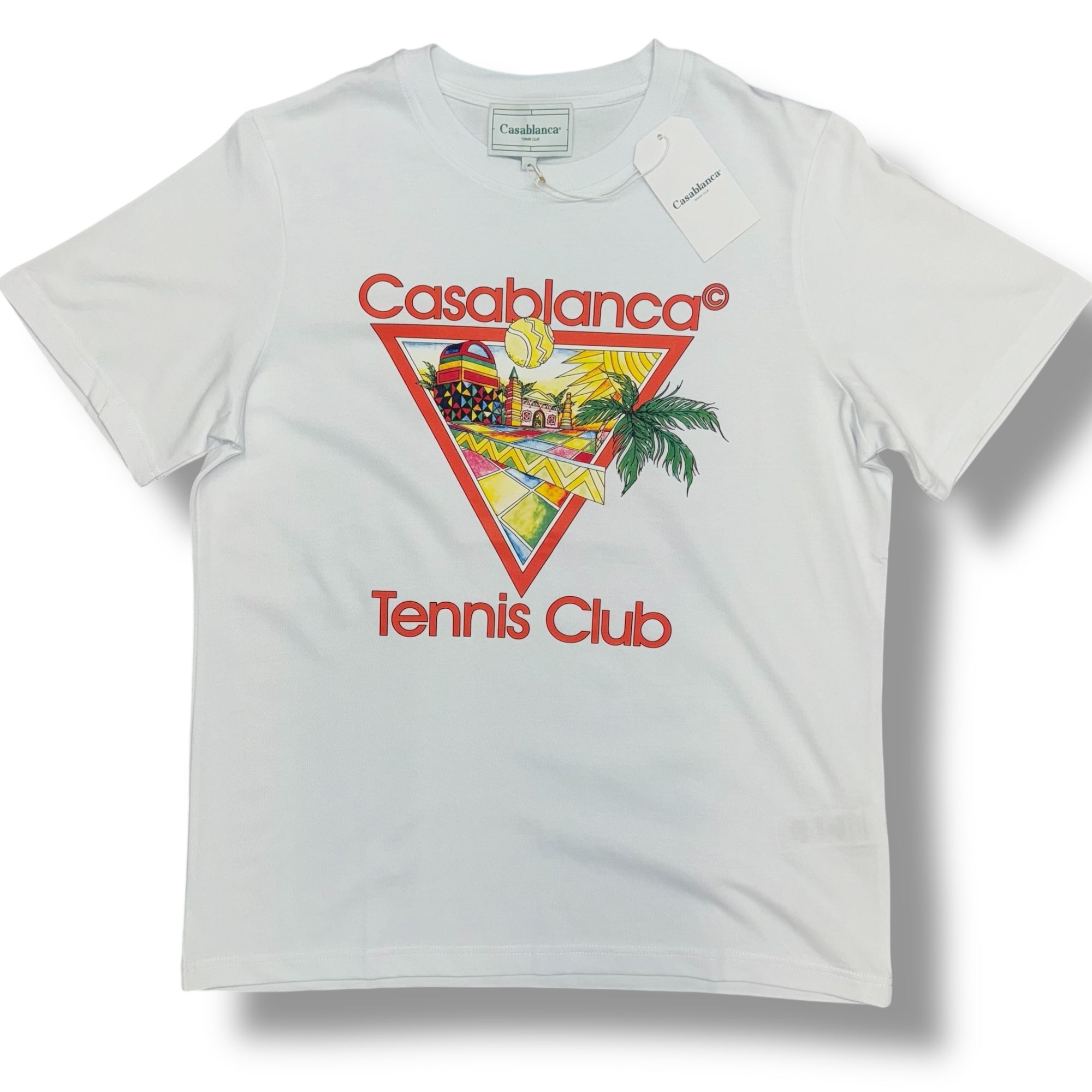 CASABLANCA TENNIS CLUB ORANGE LOGO T-SHIRT WHITE