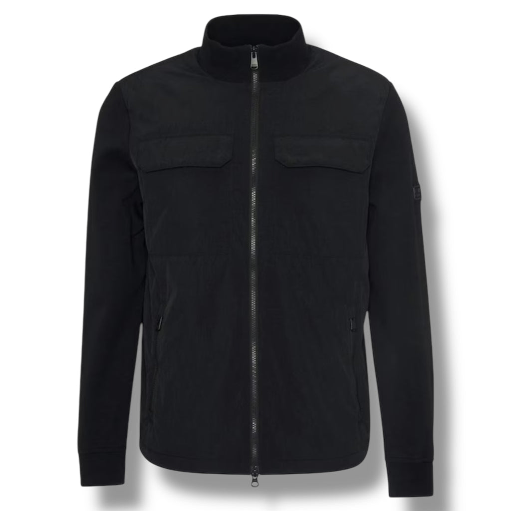 BARBOUR INTERNATIONAL QUILTED ZIP UP SWEATSHIRT BLACK