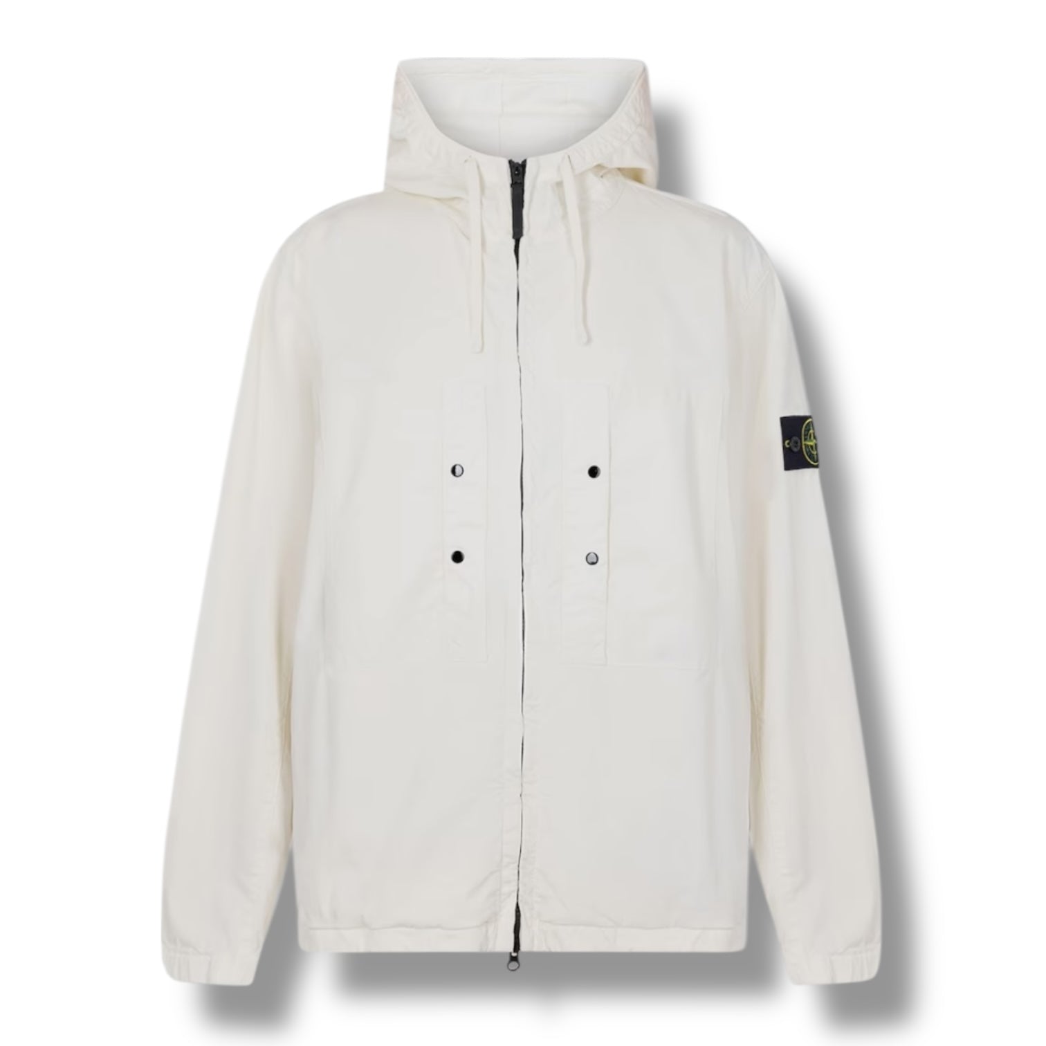 STONE ISLAND SUPIMA TWILL COTTON HOODED JACKET AVORIO WHITE