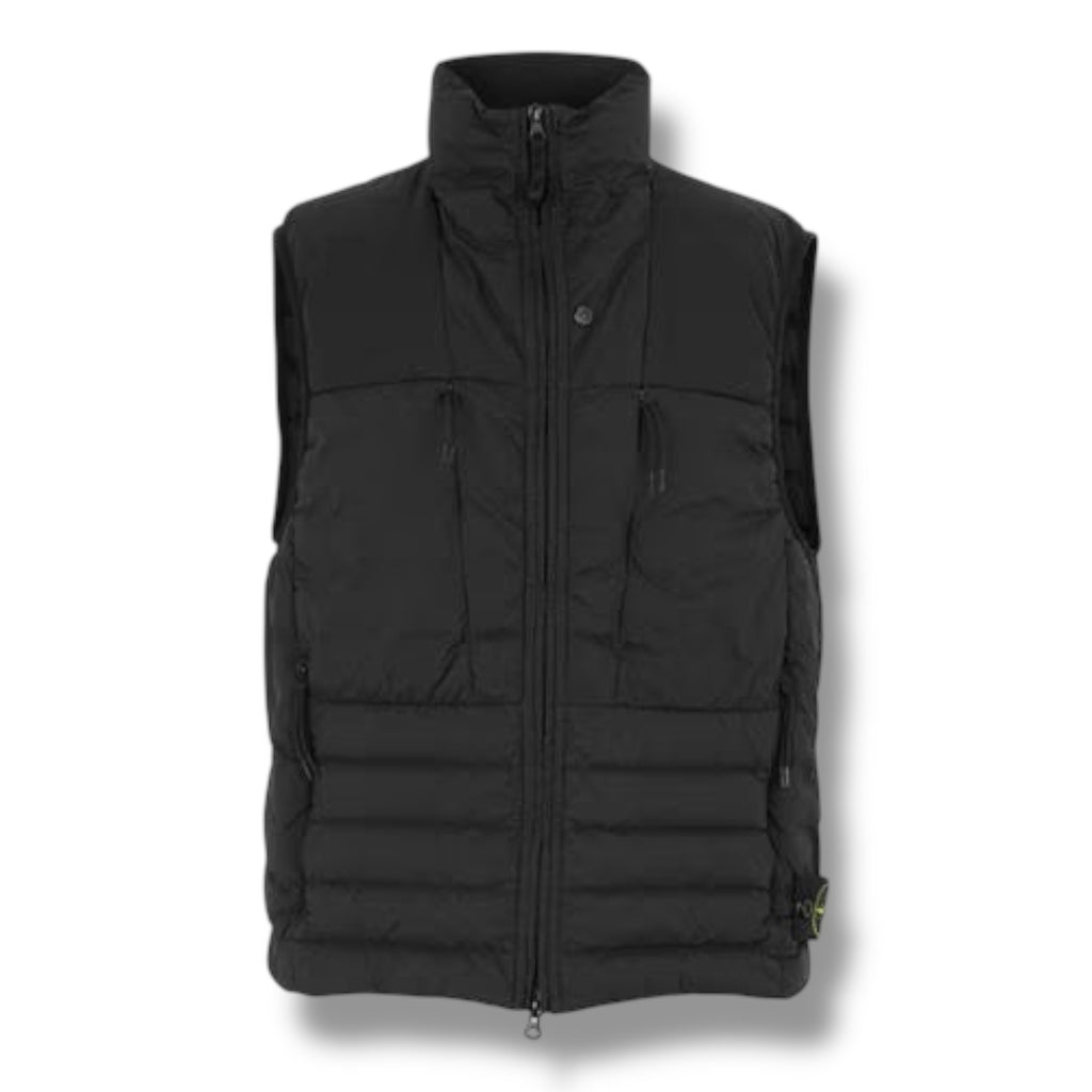 STONE ISLAND LOOM PUFFER GILET BLACK