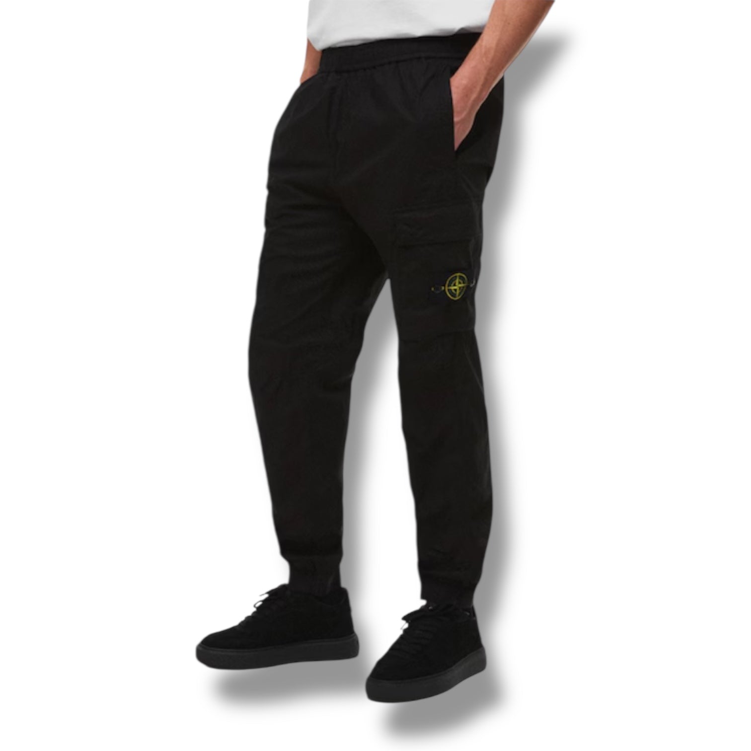 STONE ISLAND TELA CARGO PANT BLACK