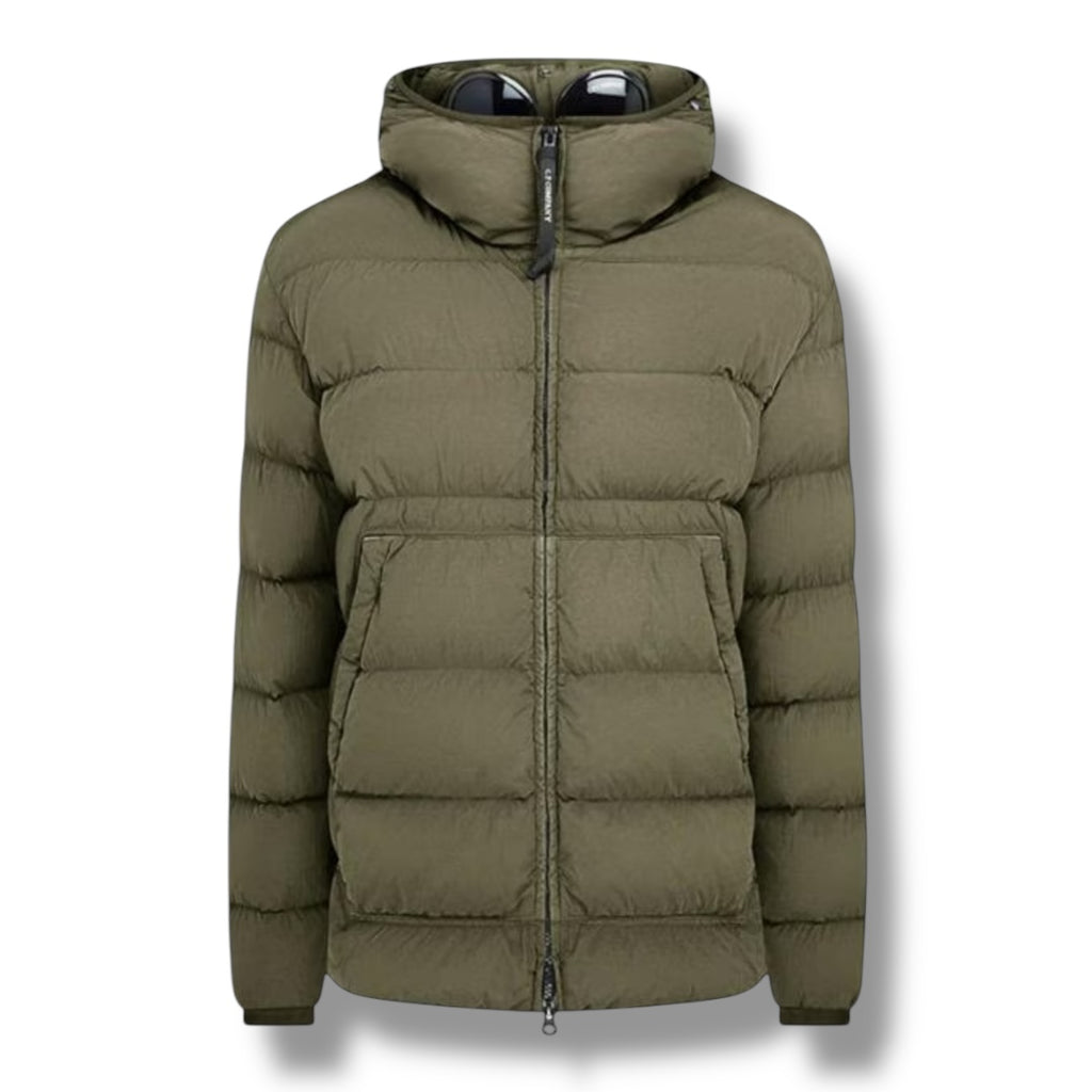 CP COMPANY CHROME-R GOGGLE DOWN JACKET WALNUT BROWN