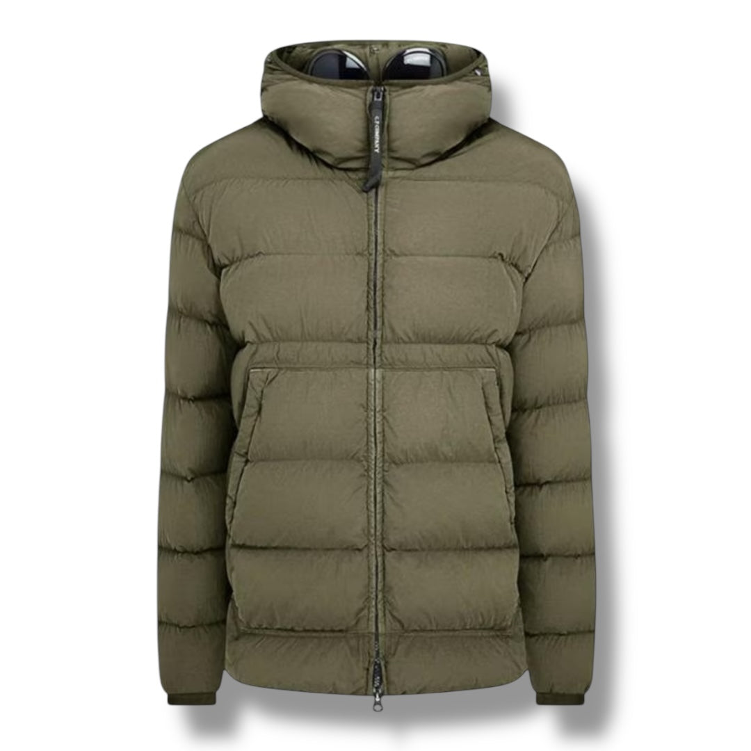 CP COMPANY CHROME-R GOGGLE DOWN JACKET WALNUT BROWN