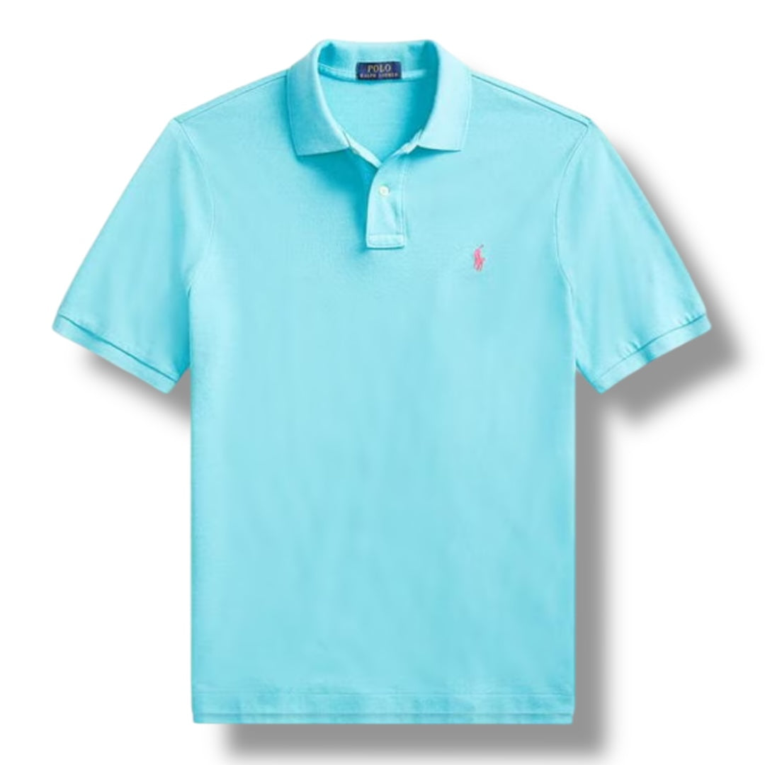 RALPH LAUREN CUSTOM FIT POLO SHIRT BRIGHT BLUE