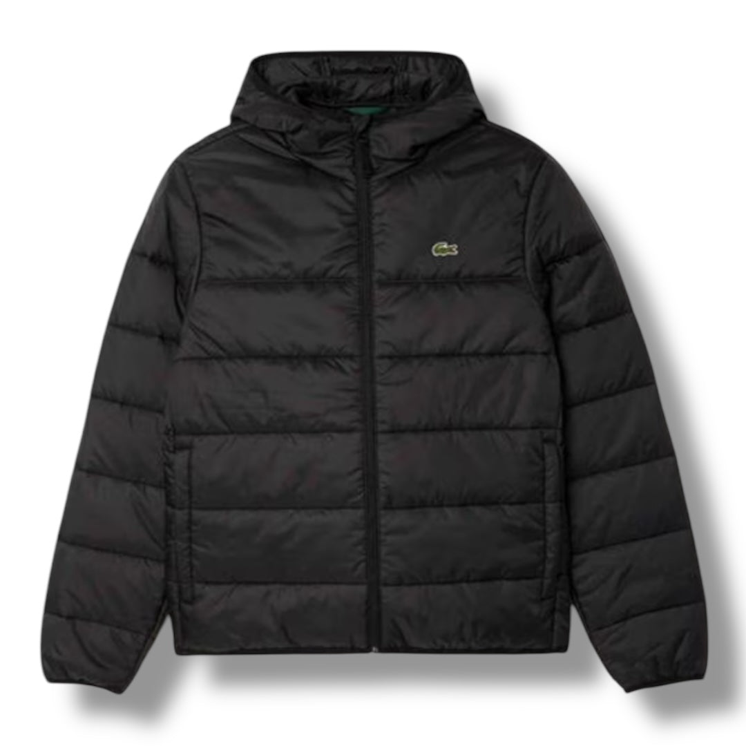 LACOSTE HOODED PADDED JACKET BLACK