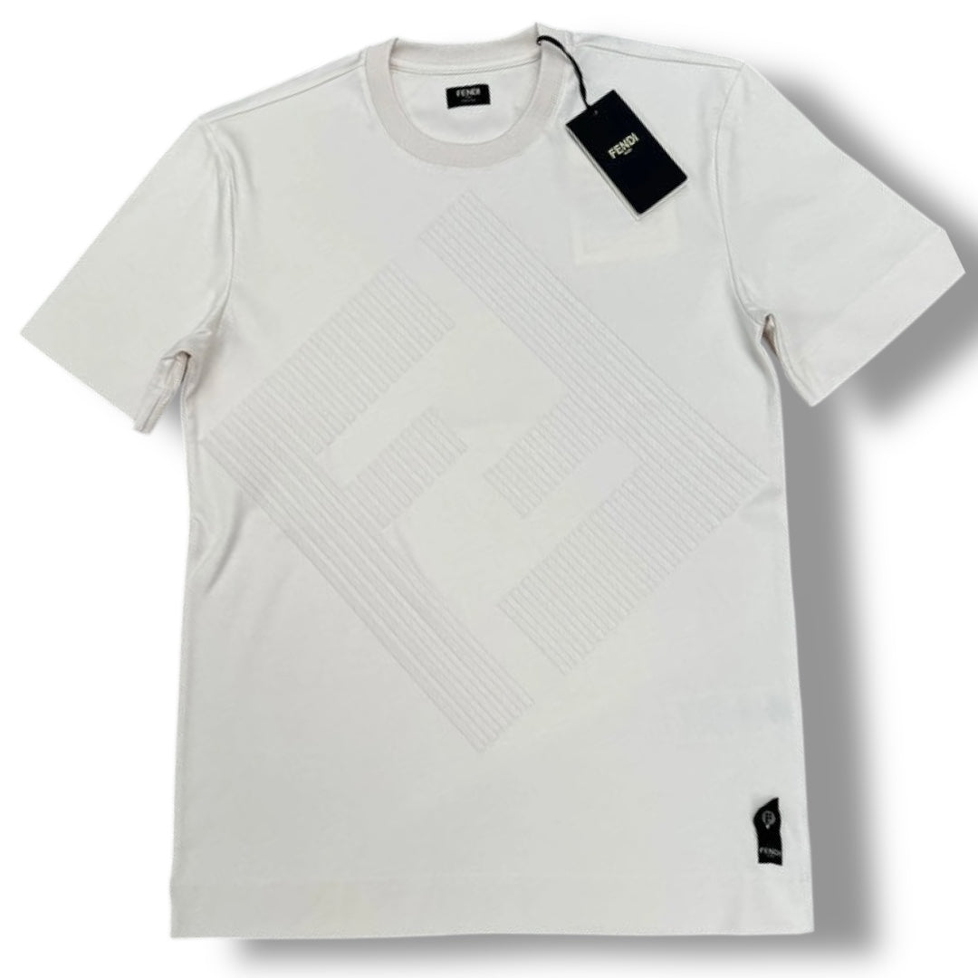 FENDI BIG EMBROIDERED FF T-SHIRT BEIGE