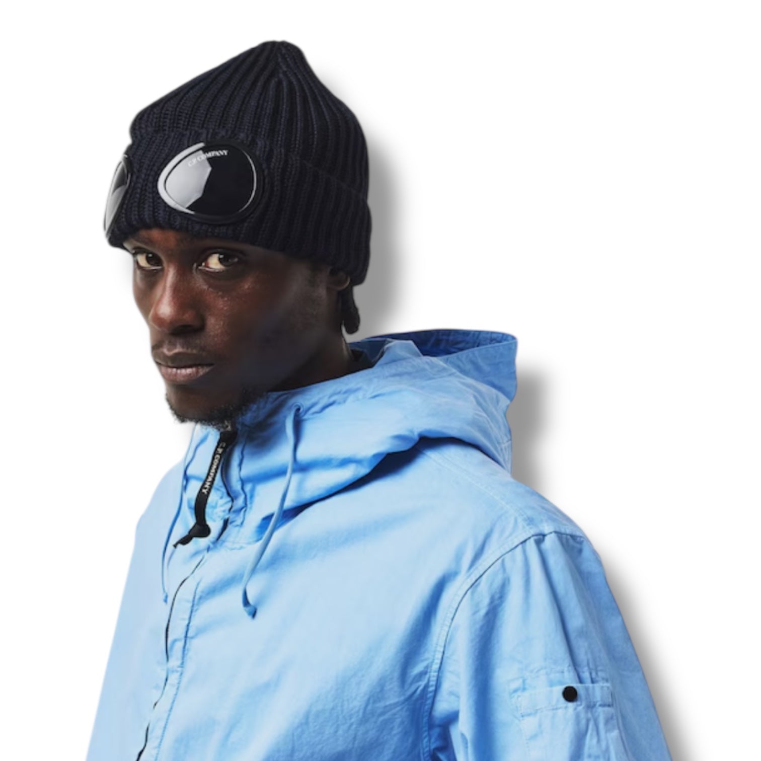 CP COMPANY GOOGLE BEANIE HAT NAVY BLUE