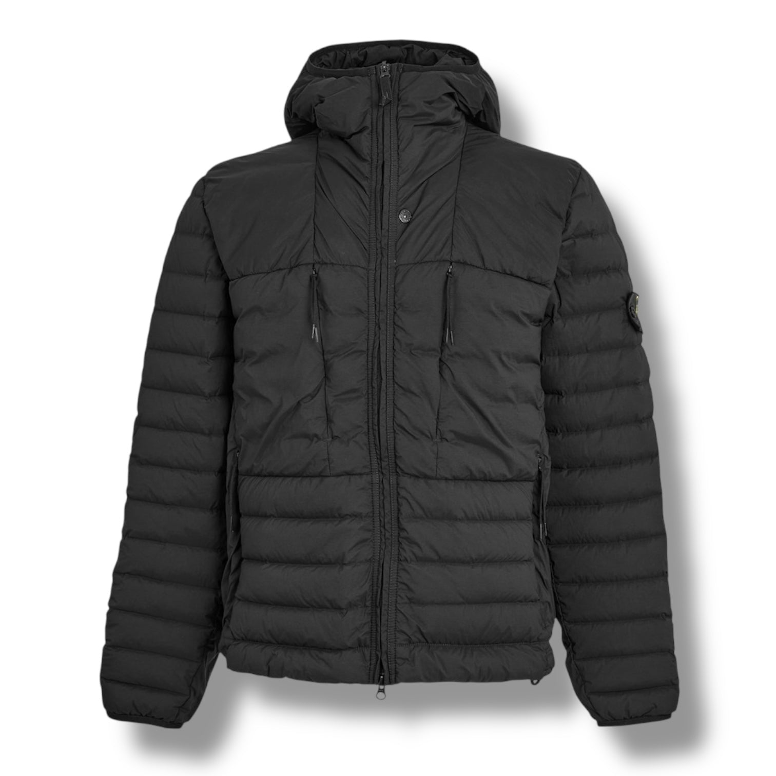 STONE ISLAND HOODED PUFFER JACKET BLACK