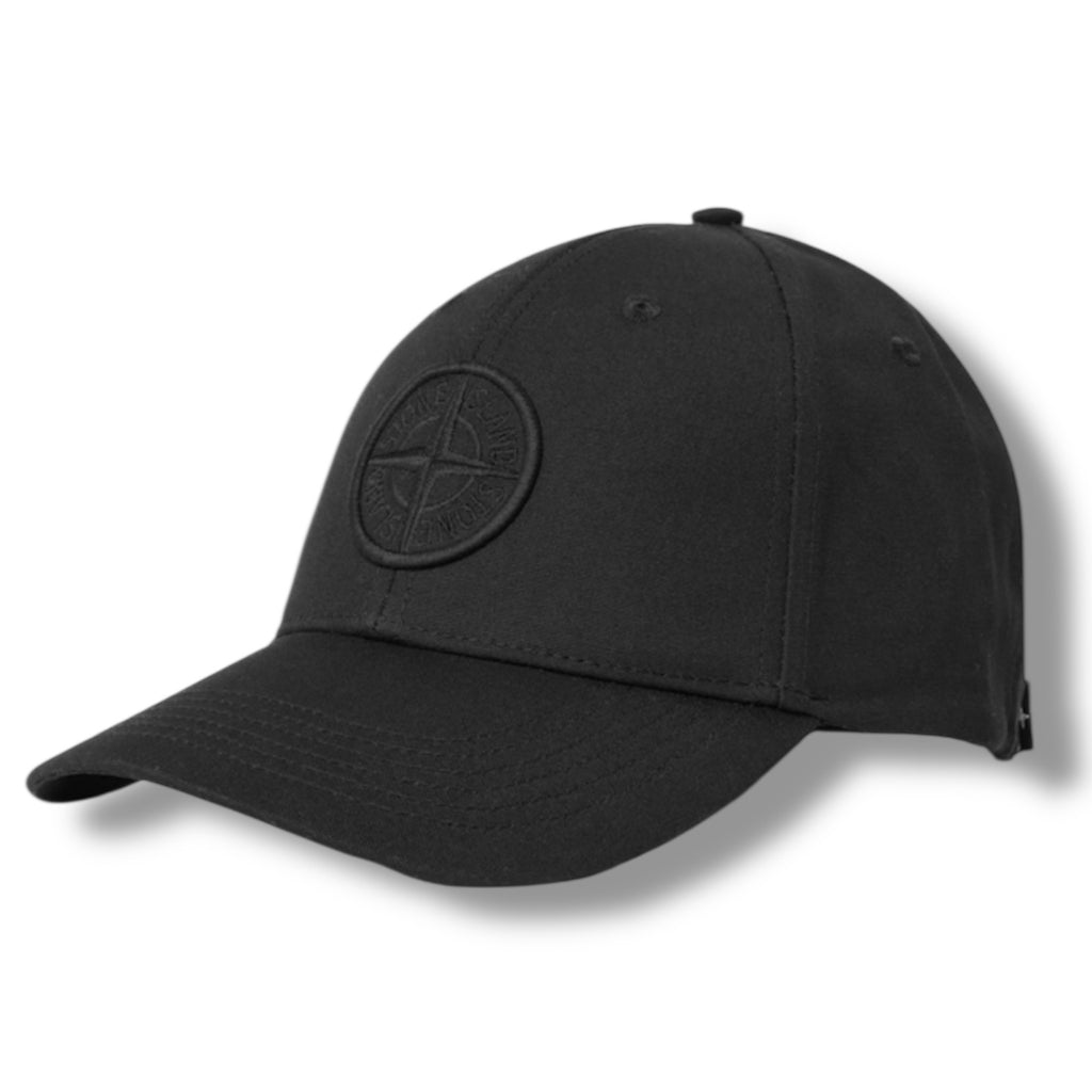 STONE ISLAND EMBROIDERED COMPASS BASEBALL CAP BLACK